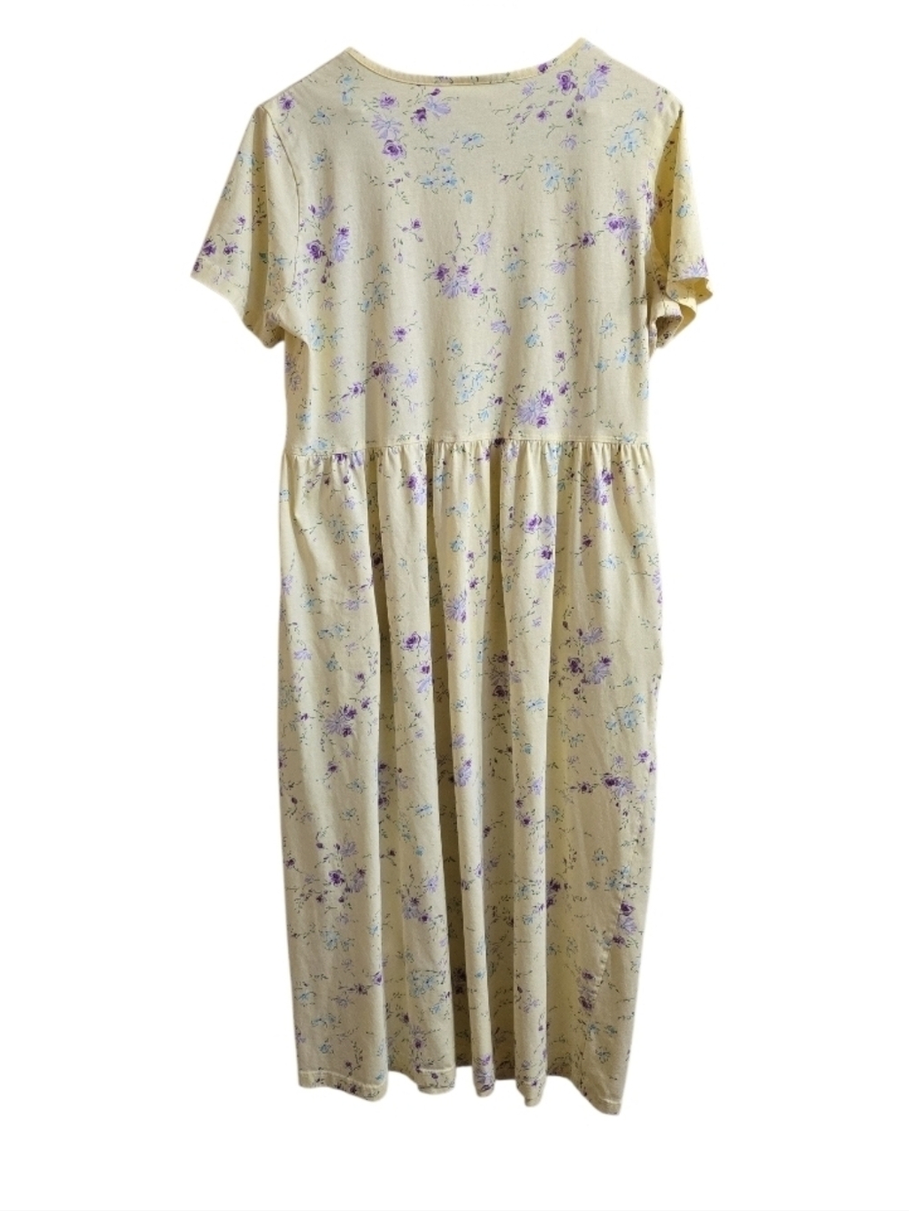 VTG Hanna Anderson Butter Yellow & Purple Floral Cottagecore Maxi Dress. Large - Picture 5 of 7